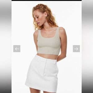 Babaton Aritzia  Sculpt Knit
Squareneck Cropped Tank Taupe Size Small